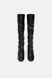 HIGH-HEEL LEATHER BOOTS