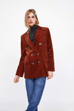 DOUBLE-BREASTED CORDUROY BLAZER