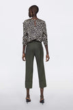 DRAPED ANIMAL PRINT BLOUSE